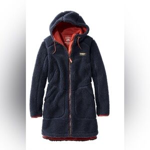 L.L. Bean Women's Navy and Red Hooded Puffer Coat
